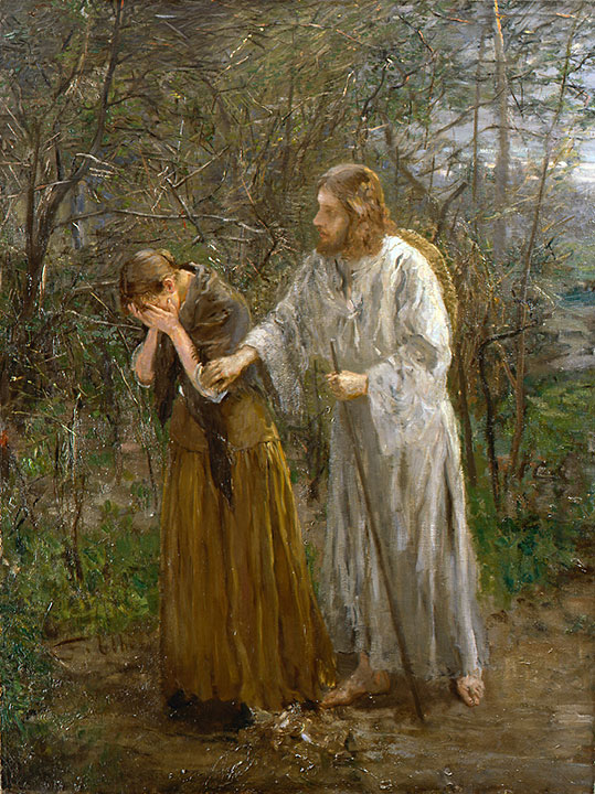 Jėzus. Moterie, ko verki (Jn 20,15). Fritz von Uhde (1892-94)